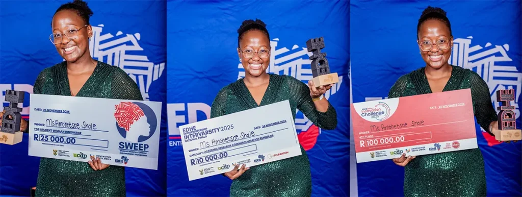 Girl on Fire. SU Student Amohetsoe Shale. Top Womanpreneur Award winners. Amohetsoe Shale. Stellenbosch University student. Stellenbosch University student winning top Womanpreneur. NAVU Business. what is NAVU Business all About.  annual EDHE Entrepreneurship. EDHE competitions. Walter Sisulu University. WSU. EDHE Absa Top Student Innovator of the Year. 