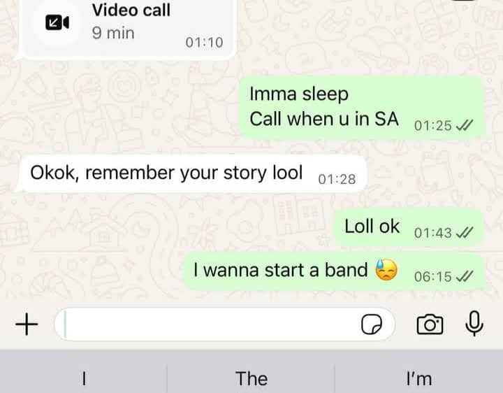 Tyla start band.
Jasmin cornrows.
Tyla's cornrows.
Kehlani.
musings.
Tyla sharing late-night thoughts 
singer Tyla.
Grammy Star Tyla.
South African R&B.
drummer.
 Tyla's creative project.
social media buzzing about tyla's  dream.
Tyla's Band.

tour.
Philippines
new.