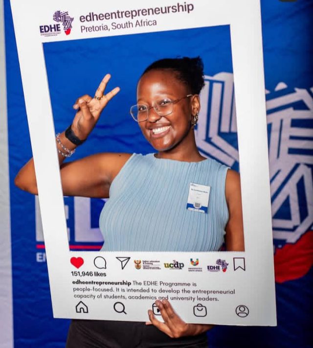 Girl on Fire. SU Student Amohetsoe Shale. Top Womanpreneur Award winners. Amohetsoe Shale. Stellenbosch University student. Stellenbosch University student winning top Womanpreneur. NAVU Business. what is NAVU Business all About. annual EDHE Entrepreneurship. EDHE competitions. Walter Sisulu University. WSU. EDHE Absa Top Student Innovator of the Year.