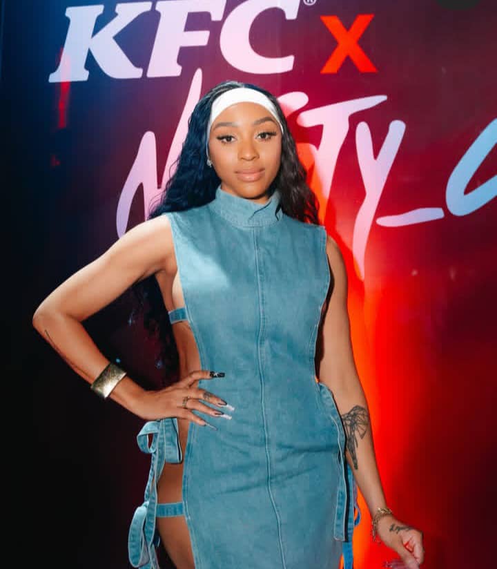 Nadia Nakai. Nadia Nakai Nasty concert show up. Why is Nadia Nakai Trending again. Denim Outfit. Nadia Nakai’s Bold "No-Underwear. Nasty C x KFC collaboration. 