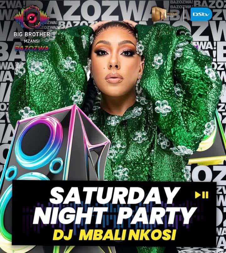 Mbali Nkosi Big Brother Mzansi. BBMzansi Saturday Night Party DJ. Mbali Nkosi DJ. Big Brother Mzansi 2026. South African Celebrity DJs. DJ Mbali Nkosi. DJ Mbali Nkosi returns to Big Brother Mzansi. Saturday's party. 