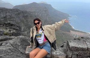 Global Pop Icon Dua Lipa Spotted on Luxury Cape Town Getaway Dua Lipa in Cape Town. Dua Lipa South Africa visit. celebrities in Cape Town 2026. Dua Lipa vacation photos. Table Mountain. Clifton beach South Africa.