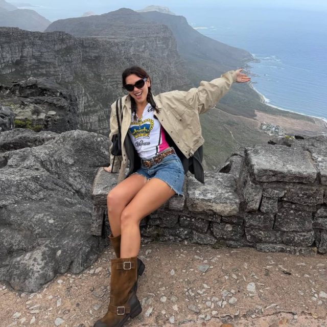 Dua Lipa in Cape Town. Dua Lipa South Africa visit. celebrities in Cape Town 2026. Dua Lipa vacation photos. Table Mountain. Clifton beach South Africa.