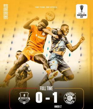 Pule Mmodi Fires Amakhosi to Vital Victory Zesco United vs Kaizer Chiefs result 2026. Pule Mmodi goal vs Zesco. CAF Confederation Cup Group D standings. Brandon Petersen saves vs Zesco. Kaizer Chiefs win in Zambia. Amakhosi CAFCC highlights.