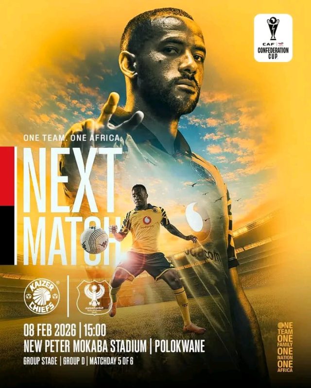 Kaizer Chiefs vs Al Masry CAF Confederation Cup. Kaizer Chiefs Polokwane match tickets. Peter Mokaba Stadium fixtures 2026. Amakhosi next match. SABC 1 live sports. Kaizer Chiefs vs Al Masry kick-off time. CAF Group D standings.