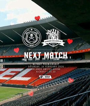 Orlando Pirates Host Marumo Gallants this Valentine’s Day Orlando Pirates vs Marumo Gallants 2026. Pirates vs Gallants Valentine's Day match. Orlando Amstel Arena tickets. Abdeslam Ouaddou Orlando Pirates coach. Betway Premiership log standings Feb 2026. Relebohile Mofokeng form 2026.