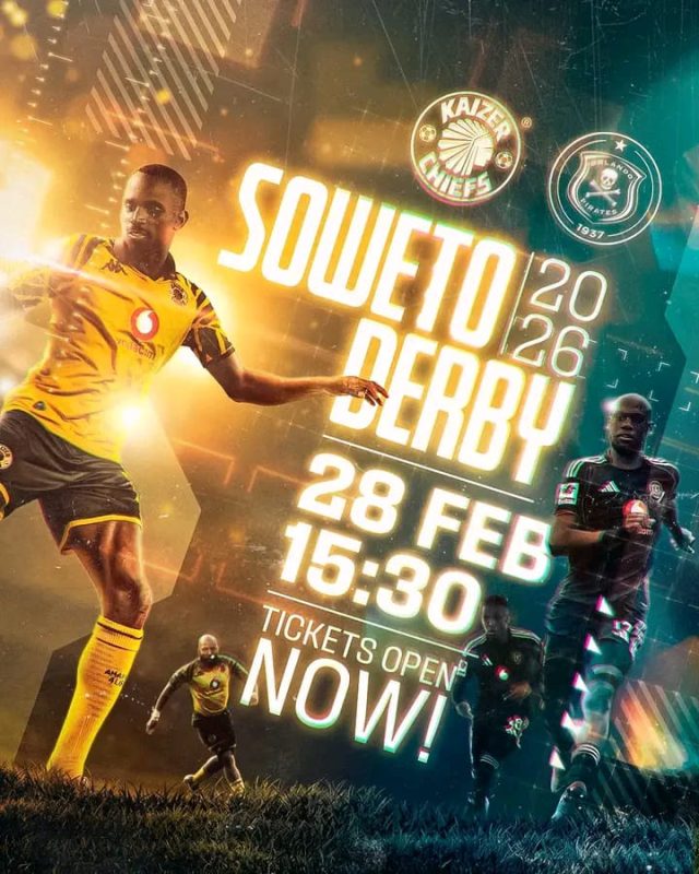 Soweto Derby Tickets 2026. Kaizer Chiefs vs Orlando Pirates tickets, FNB Stadium matchday info. Betway Premiership tickets. Shoprite tickets Soweto Derby. Soweto Derby pricing 2026.