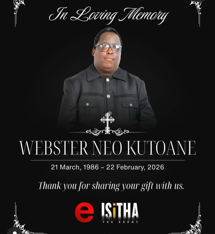 Webster Neo Kutoane death. Isitha The Enemy actor dies. Poni-Poni Isitha. Black Brain Pictures tribute. South African actors who died 2026.