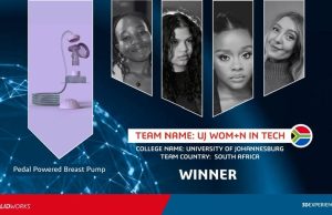 UJ Wom+n in Tech Team Wins Global Innovation Award for Sustainable Breast Pump UJ AAKRUTI Global 2025 competition. Wom+n in Tech UJ innovation. Latch pedal-powered breast pump UJ. Dr Bou wearable therapeutic device. University of Johannesburg FADA design awards.