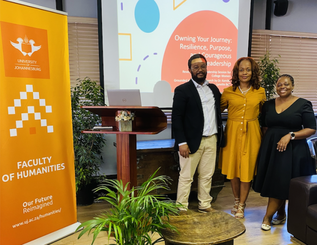 International Women's Day UJ. Female Leadership Resilience. UJ Faculty of Humanities, Dr. Kamika Lyntte Bell. Women in Higher Education South Africa.