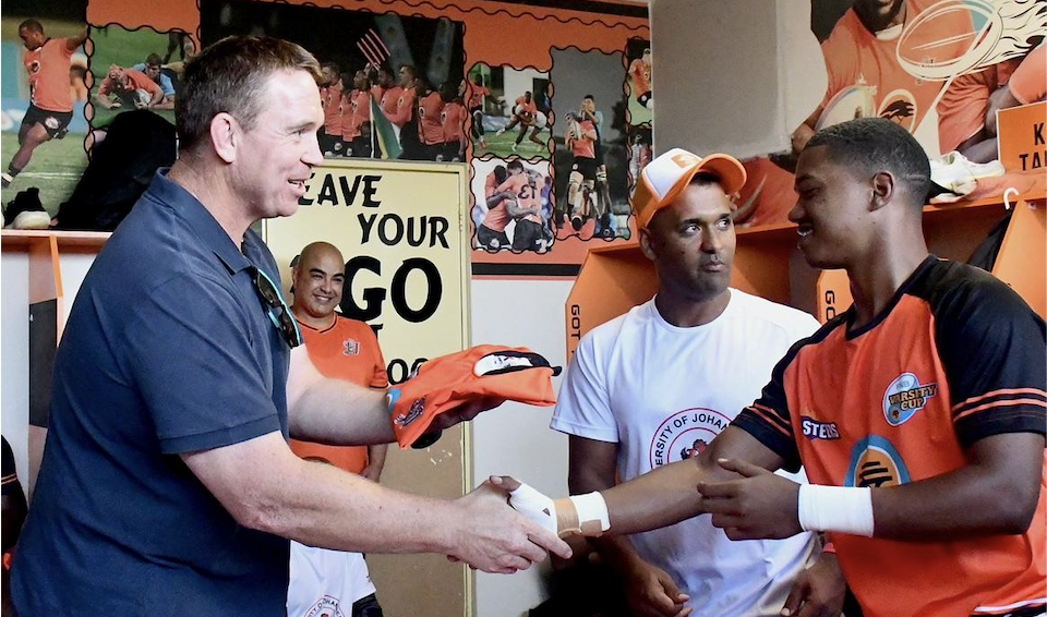 FNB Varsity Cup 2026. UJ vs NWU Eagles. John Smit CEO SSG Security. Springbok captain motivational speech. South African university rugby news. John Smit UJ Rugby visit
