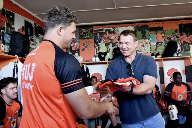 FNB Varsity Cup 2026. UJ vs NWU Eagles. John Smit CEO SSG Security. Springbok captain motivational speech. South African university rugby news. John Smit UJ Rugby visit
