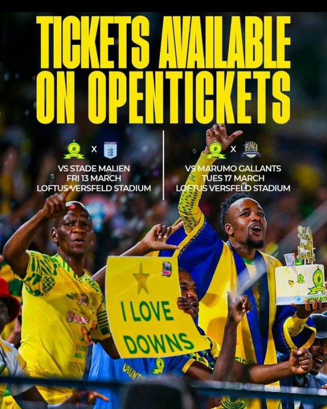Mamelodi Sundowns tickets. Loftus Versfeld match. Betway Premiership 2026. Sundowns vs Marumo Gallants. Masandawana home games. PSL tickets.