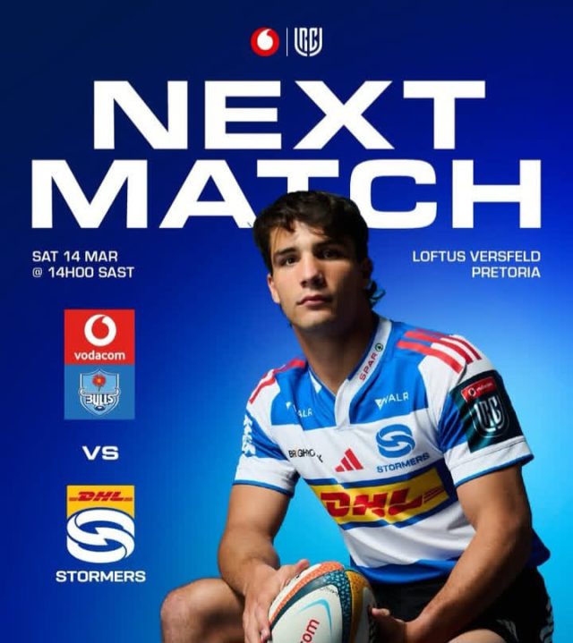 Bulls vs Stormers kick off time. North-South derby 2026. URC results South Africa. Bulls rugby news. Stormers vs Bulls Loftus. Marco van Staden 100 caps. Johan Ackermann Bulls coach. United Rugby Championship standings. Marcell Coetzee interview.