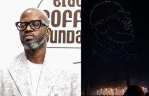 Black Coffee Makes History with Pyramid Rave in Mexico Black Coffee Mexico drones. Pyramid of the Moon concert. Afro-house global tour, Black Coffee silhouette drones. South African Grammy winner. Black Coffee Teotihuacán pyramid rave