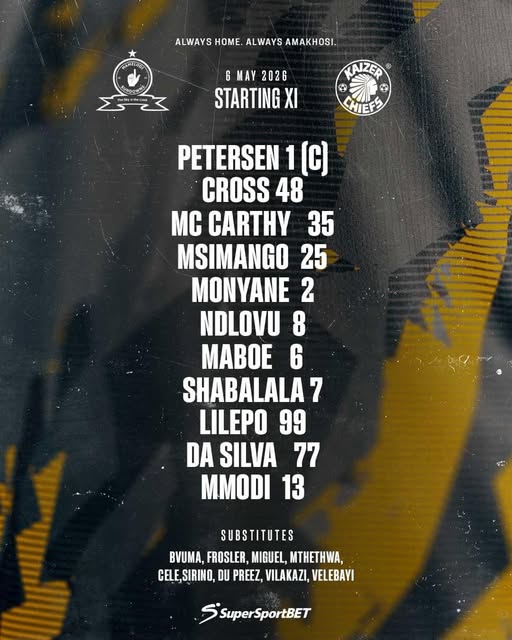 Sundowns vs Kaizer Chiefs starting line ups, Ronwen Williams, Brandon Petersen, Teboho Mokoena, Pule Mmodi, PSL live updates today, Loftus Versfeld.