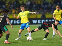 One Step Closer! Modiba’s Magic Puts Sundowns Ahead in CAF Champions League Final Mamelodi Sundowns vs AS FAR, CAF Champions League final, Aubrey Modiba free kick, Sundowns score, CAF CL second leg date. CAF Champions League Final: Sundowns Edge AS FAR 1-0 in First Leg