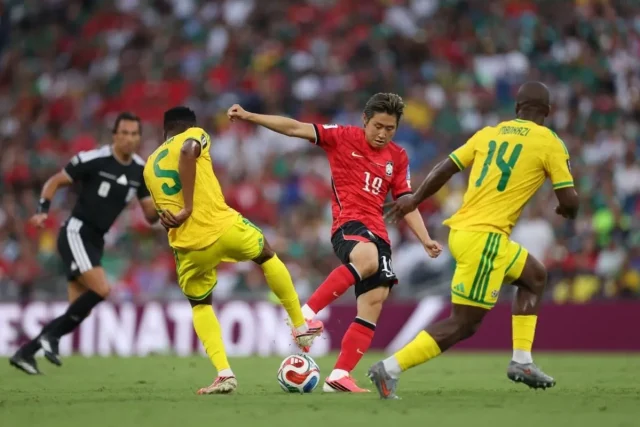 Khuliso Mudau vs Son Heung min, Thapelo Maseko goal South Korea, Relebohile Mofokeng World Cup start, Bafana vs Canada Round of 32, Hugo Broos tactics Monterrey. Player Ratings: Mudau and Maseko Dominate as Bafana Make World Cup History. Bafana Bafana player ratings