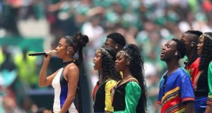 Tyla Delivers Goosebumps with Stirring World Cup National Anthem Performance Tyla national anthem World Cup 2026, Mzansi Youth Choir Estadio Azteca, Tyla flag dress Naomi Tarazi, Nkosi Sikelel iAfrika live Mexico, Bafana Bafana opening ceremony. Tyla Sings South African National Anthem at 2026 World Cup Opener