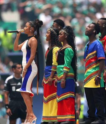 Tyla Delivers Goosebumps with Stirring World Cup National Anthem Performance Tyla national anthem World Cup 2026, Mzansi Youth Choir Estadio Azteca, Tyla flag dress Naomi Tarazi, Nkosi Sikelel iAfrika live Mexico, Bafana Bafana opening ceremony. Tyla Sings South African National Anthem at 2026 World Cup Opener