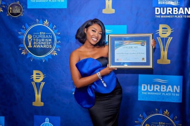 Nelisiwe Sibiya's Emandulo House Wins Durban Tourism Business Award Nelisiwe Sibiya award 2026, Emandulo House Durban Tourism, imvunulo traditional clothing hire, Nelisiwe Faith Sibiya entrepreneur, South African celebrity business news, Durban Tourism Business Awards. Nelisiwe Sibiya's Emandulo House Wins Durban Tourism Business Award. Actress Nelisiwe Sibiya celebrates a massive win as her cultural business, Emandulo House, secures a Durban Tourism Business Award.