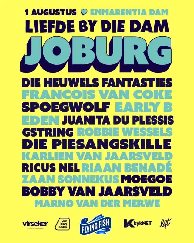 Die Heuwels Fantasties live, Mango Groove Joburg, outdoor events Emmarentia, Liefde Wen blanket donation, winter events Johannesburg. Liefde By Die Dam 2026, Emmarentia Dam festival, Ticketmaster Liefde By Die Dam, Afrikaans music festivals Joburg, Liefde 10 anniversary.