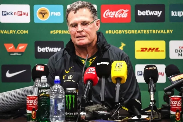 Rassie Erasmus: Springboks Were “Down and Out” Before Yellow Cards Rassie Erasmus yellow cards, Rassie Erasmus Springboks, Springboks vs All Blacks, Springboks yellow cards, Marco van Staden yellow card, Ardie Savea incident, Jasper Wiese, All Blacks 33-16 Springboks, Springboks Ellis Park defeat, Springboks performance, Rassie Erasmus comments, Springboks second Test, All Blacks rugby, Rugby yellow card controversy