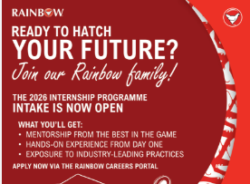 Apply Now: Rainbow 2027 Graduate Internships in Agriculture, Food Safety, and Marketing Rainbow Internship Programme 2027, graduate internships South Africa, Rainbow poultry jobs. food safety internships SA, veterinary technologist graduate roles, SHERQ internships, agricultural jobs South Africa