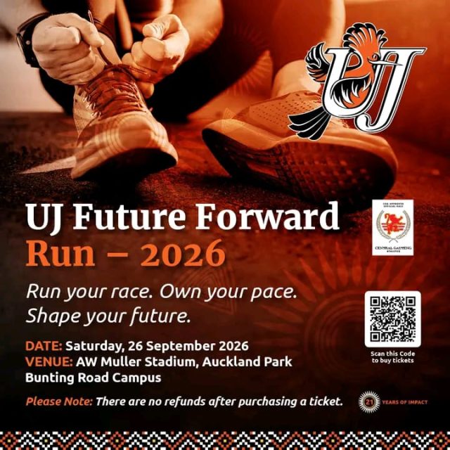 UJ Future Forward Fun Run, UJ, University of Johannesburg, Fun Run 2026, Johannesburg events, student support, student funding, wellness, running events, UJ alumni, community events, fundraising, South Africa