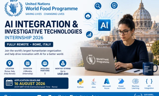 Apply Now: WFP AI Internship and UNDP International Remote Internships Open UN internships 2026, UNDP remote internships, WFP AI internship, United Nations jobs. fully remote UN jobs, humanitarian tech internships, UNDP home-based opportunities, UN stipend internships