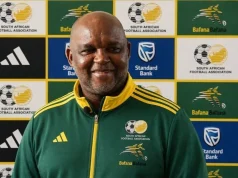 SAFA Confirms Stadium for Pitso Mosimane’s First Bafana Bafana Match Pitso Mosimane Bafana Bafana first match. Pitso Mosimane. Bafana Bafana. Bafana Bafana vs Guinea. South Africa vs Guinea. 2027 AFCON qualifiers. AFCON 2027. Orlando Amstel Arena. SAFA. Bafana Bafana tickets. Pitso Mosimane return. Bafana Bafana fixtures. South Africa football. Guinea national team. Hugo Broos. Danny Jordaan. Bafana Bafana news