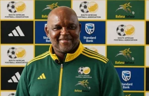 SAFA Confirms Stadium for Pitso Mosimane’s First Bafana Bafana Match Pitso Mosimane Bafana Bafana first match. Pitso Mosimane. Bafana Bafana. Bafana Bafana vs Guinea. South Africa vs Guinea. 2027 AFCON qualifiers. AFCON 2027. Orlando Amstel Arena. SAFA. Bafana Bafana tickets. Pitso Mosimane return. Bafana Bafana fixtures. South Africa football. Guinea national team. Hugo Broos. Danny Jordaan. Bafana Bafana news
