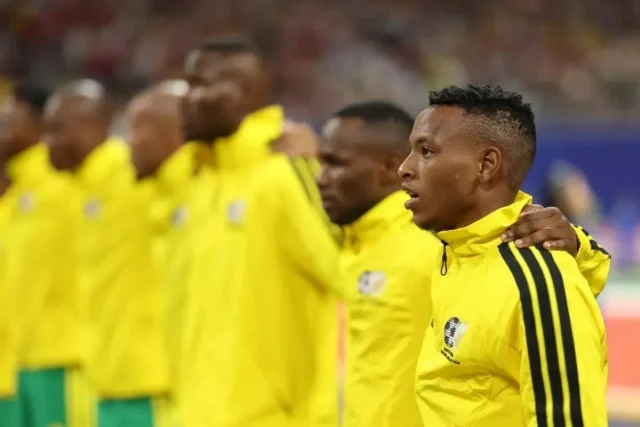 Pitso Mosimane, Bafana Bafana, Bafana starting XI, South Africa vs Guinea, Guinea, AFCON 2027, AFCON qualifiers, Ronwen Williams, Relebohile Mofokeng, Teboho Mokoena, Iqraam Rayners, PSL