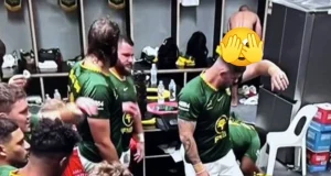 Springbok player accidentally caught on live locker-room camera Springbok locker room video, Springbok player caught on camera, Springboks vs Wallabies, Springbok viral video, Springboks locker room, Wallabies 42-38, South Africa rugby, Springboks latest news, rugby viral moment