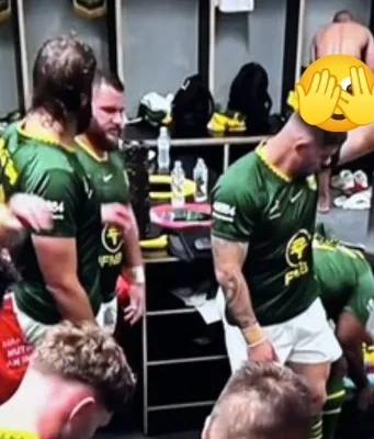 Springbok player accidentally caught on live locker-room camera Springbok locker room video, Springbok player caught on camera, Springboks vs Wallabies, Springbok viral video, Springboks locker room, Wallabies 42-38, South Africa rugby, Springboks latest news, rugby viral moment