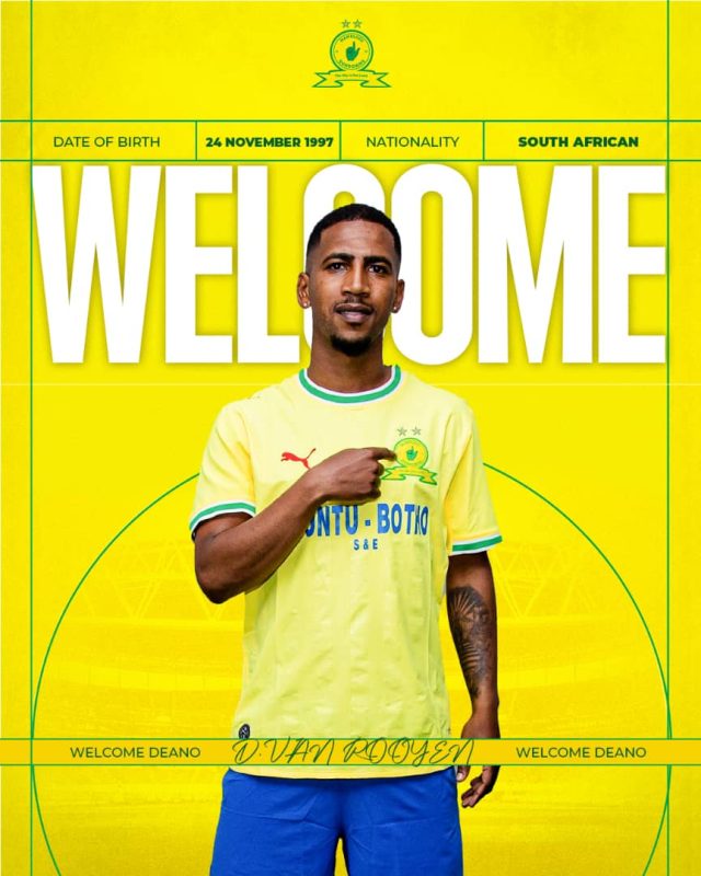 Deano van Rooyen Mamelodi Sundowns. Deano van Rooyen. Mamelodi Sundowns. Deano van Rooyen transfer. Sundowns transfer news. Mamelodi Sundowns signing. Deano van Rooyen latest news. Sundowns squad. South African football transfers. Betway Premiership. Orlando Pirates