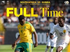 Bafana Bafana Move Top of Group D After Victory Over Guinea Bafana Bafana top Group D. Bafana Bafana vs Guinea. South Africa vs Guinea. Pitso Mosimane. Ime Okon. Samukelo Kabini. AFCON 2027 qualifiers. Group D. Bafana Bafana latest. Orlando Stadium. South Africa football