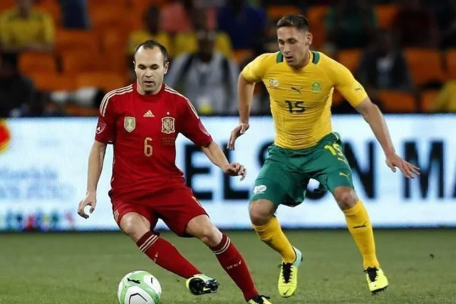 Former Bafana Bafana captain Dean Furman playing non-league football in England Dean Furman. Dean Furman PSL, Bafana Bafana captain, Warrington Rylands, Dean Furman PFA, former Bafana midfielder, non-league football, Man City points deduction