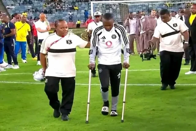 Sebelebele Injury: Pirates Right-Back on Crutches After Final Sebelebele injury, Pirates injury news, Orlando Pirates right-back. Kamogelo Sebelebele, Abdeslam Ouaddou, Ghampani Lungu right-back, Oswin Appollis, Thabiso Lebitso, Deano van Rooyen, MTN8 final, Pirates team news