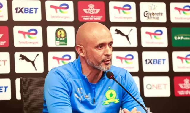 Miguel Cardoso Mamelodi Sundowns. Mamelodi Sundowns coach. Miguel Cardoso latest news. Miguel Cardoso sacked. Mamelodi Sundowns coaching change. Steve Komphela Sundowns. Manqoba Mngqithi Sundowns. Sundowns CAF Champions League exit. Mamelodi Sundowns latest news. Sundowns interim coach